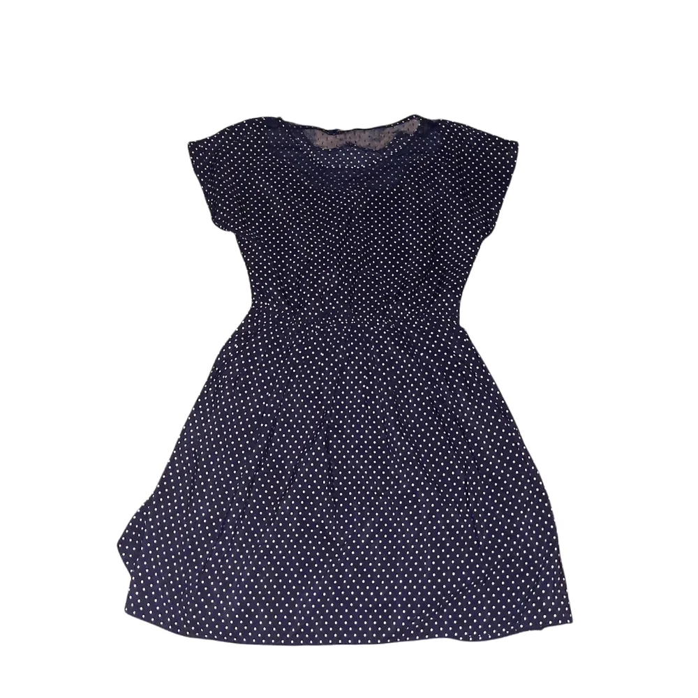 Bordeaux Los Angeles S Knee Length Dress Crop Sleeve Polka Dot Black White - Picture 2 of 3